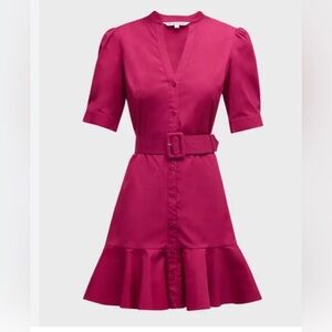 Veronica Beard Molly Short-Sleeve Button-Front Mini Dress